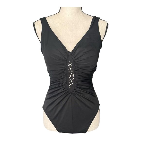 Trimshaper Black Shaping One-Piece Swimsuit Size 10 - Picture 1 of 6